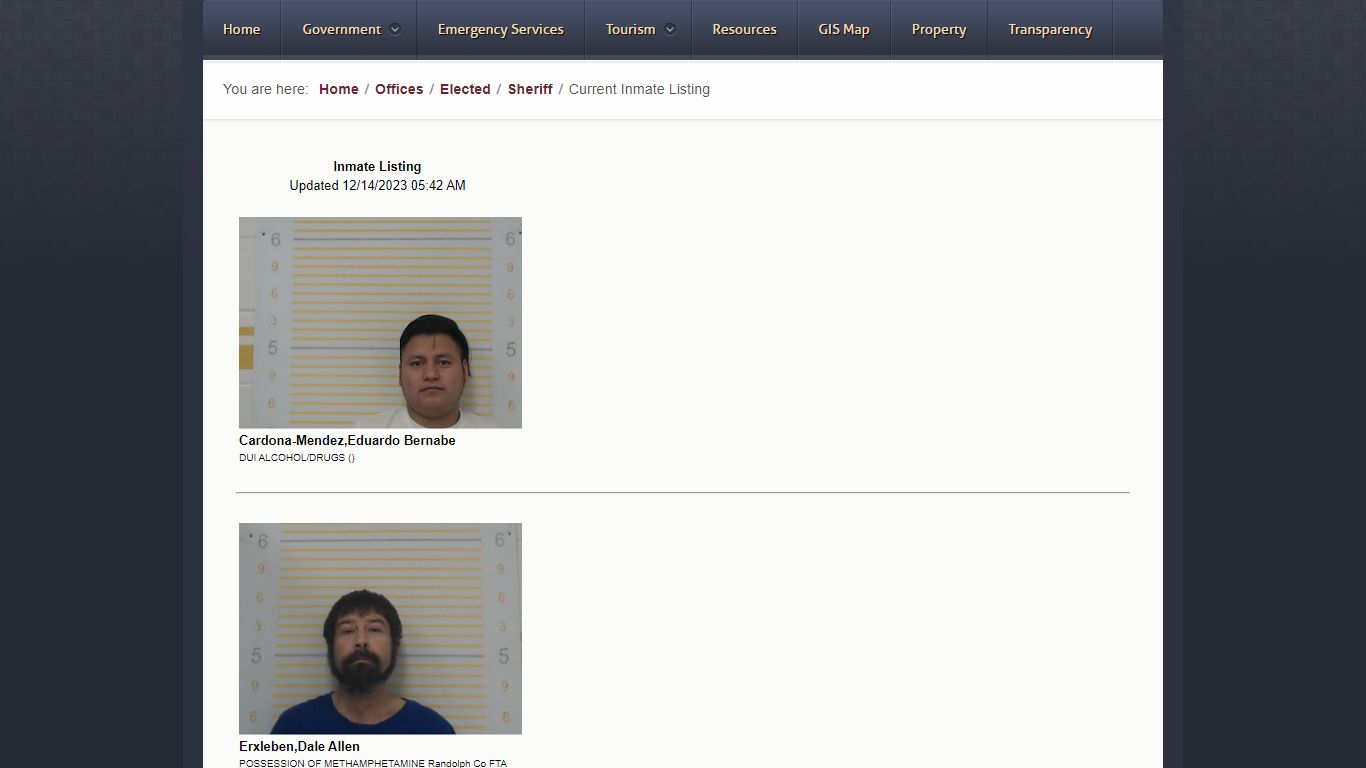 Current Inmate Listing - Welcome to Randolph County Illinois